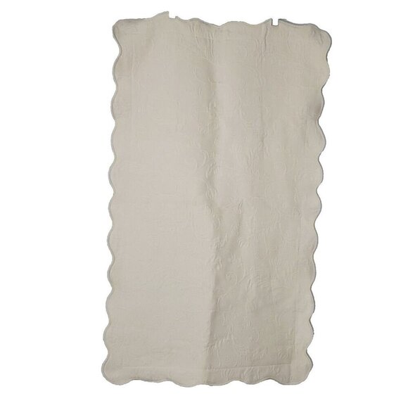 Matelasse Pillow Sham King White Cream Woven Floral Flower Pattern Cottagecore - Picture 1 of 7